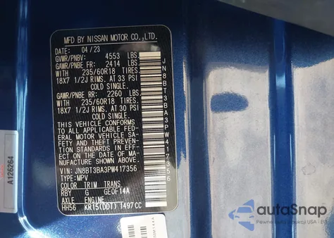 2023 Nissan Rogue Sv Fwd из США, поврежденный, VIN JN8BT3BA3PW417356